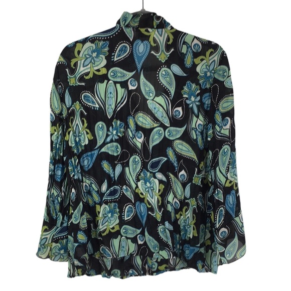 Women’s V-Neck Ruffle Collar Button Down Subtle Flare Sleeve Blouse  Size XL EUC - Picture 2 of 12